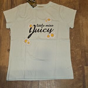 Little Miss Juicy T-Shirt - Soft Blue with Daisies
